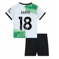Koszulka piłkarska Liverpool Cody Gakpo #18 Strój wyjazdowy dla dzieci 2023-24 tanio Krótki Rękaw (+ Krótkie spodenki)